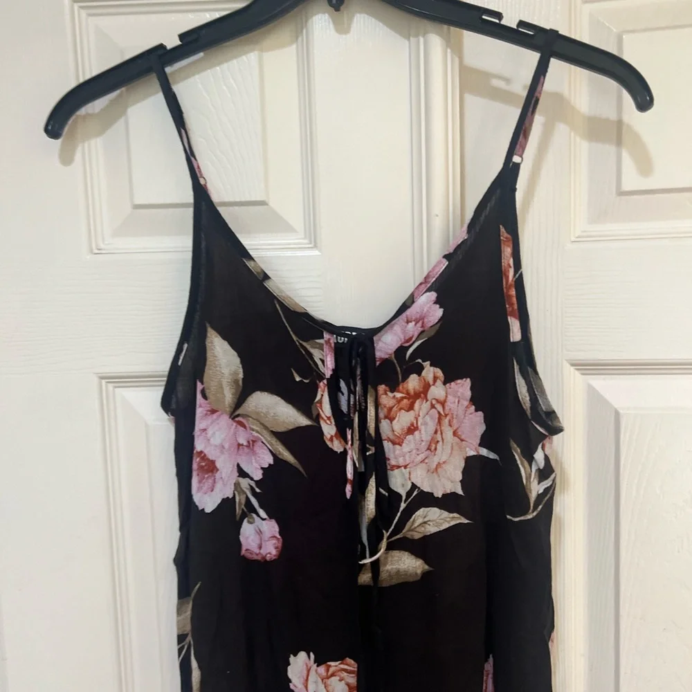 Audrey 1+3 Black floral Wide Leg Jumpsuit Boho Resort Chic small